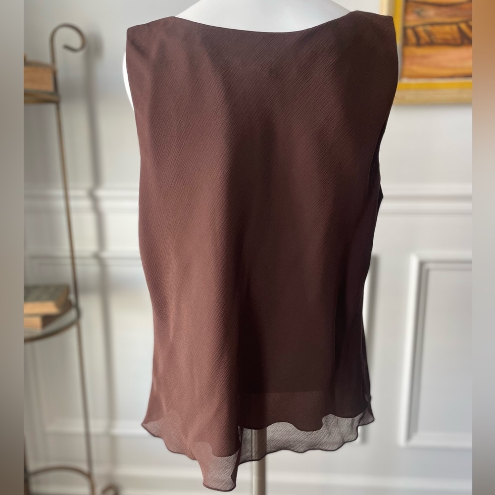 NWT Brown Floral Appliqué Tank Top - Picture 2 of 5